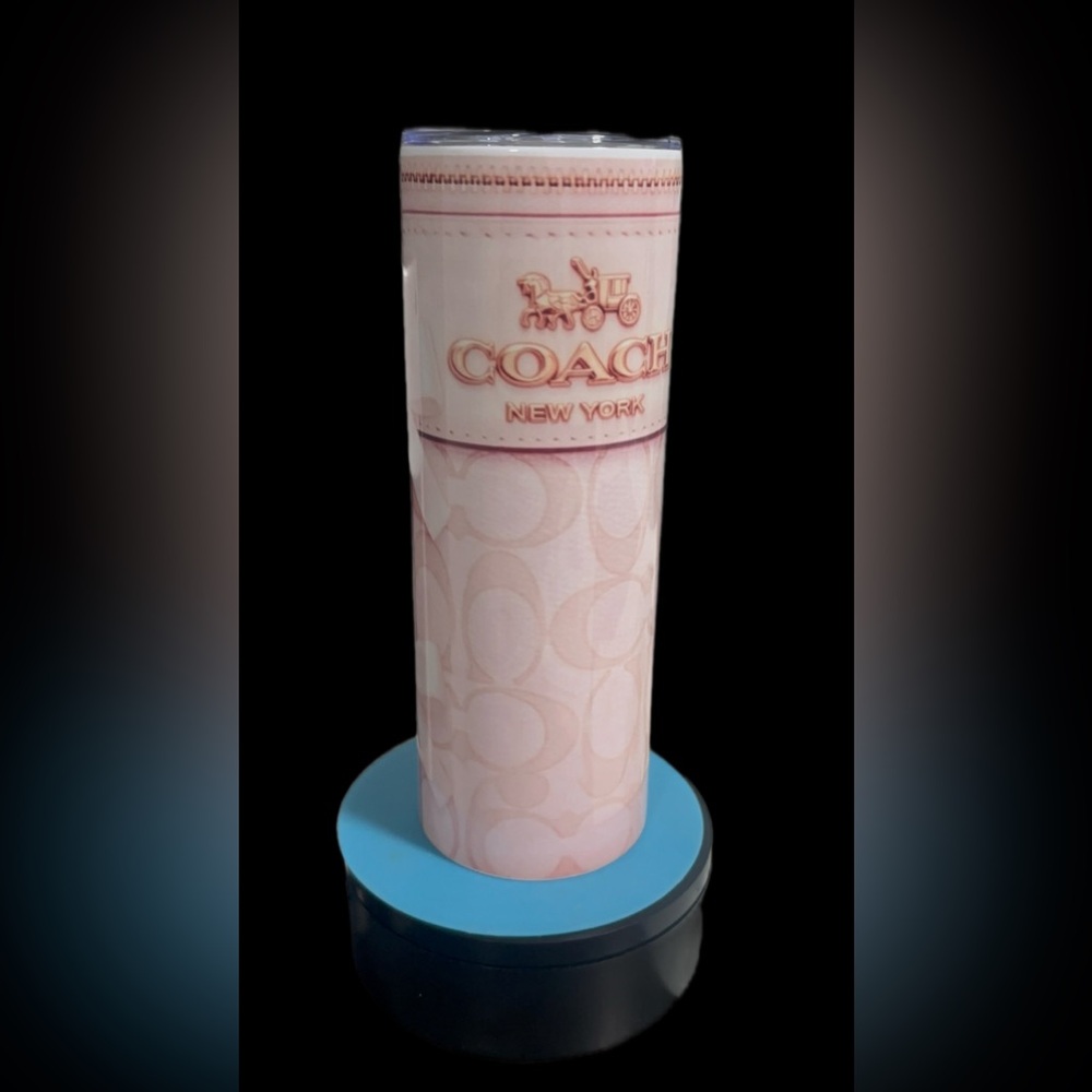 Coach Pink Signature tumbler 20oz  with Rose Gold Logo